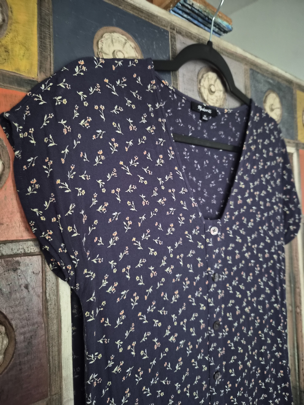 Madewell Navy Floral Midi Dress - Picture 3 of 5
